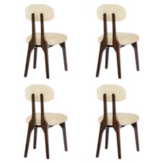 Set of 4 contemporary chenille beech Silhouette dining chair by InsidherLand