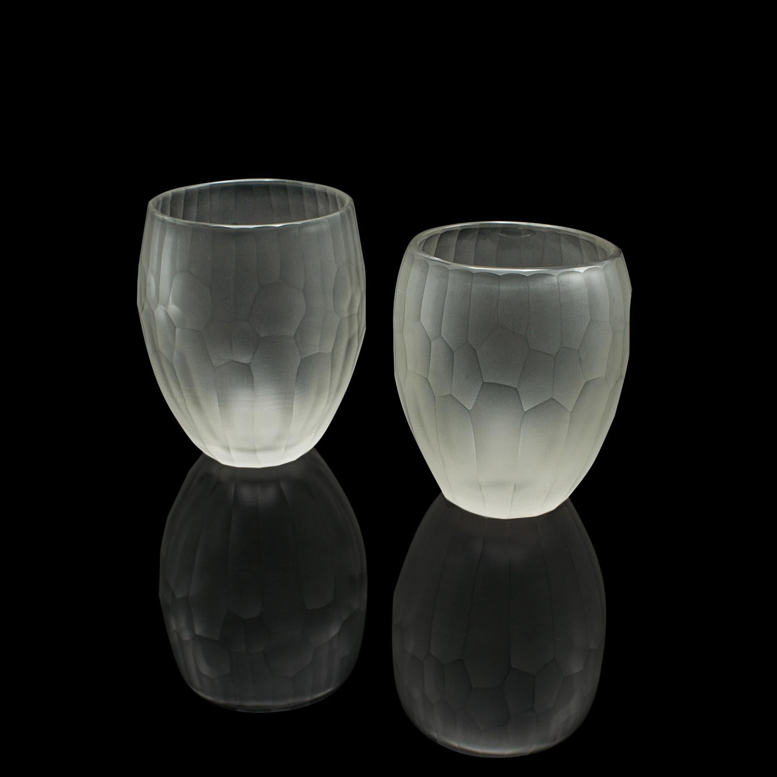 Set of 4 Contemporary Wimbledon Spirit Tumblers, Frosted Cordial Glasses, Signed In Good Condition For Sale In Hele, Devon, GB