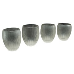 Set of 4 Contemporary Wimbledon Spirit Tumblers, Frosted Cordial Glasses, Signed