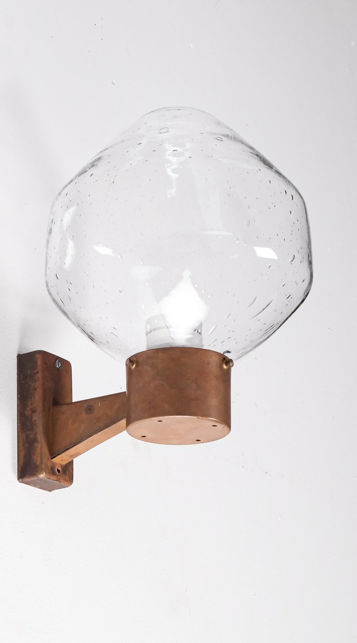 Scandinavian Modern Set of 4 Copper Wall Lamps by Fagerhults, 1960s For Sale