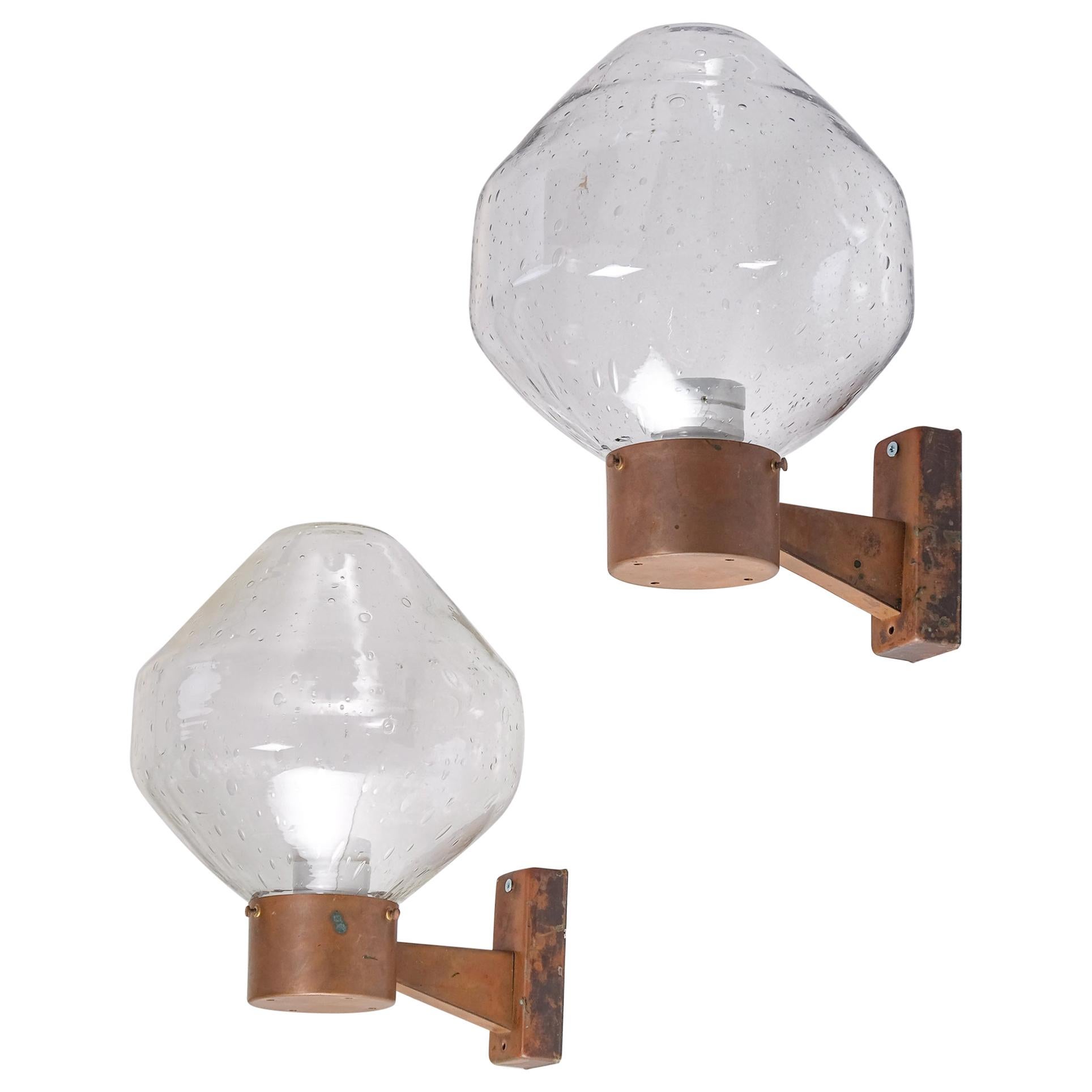 Set of 4 Copper Wall Lamps by Fagerhults, 1960s For Sale
