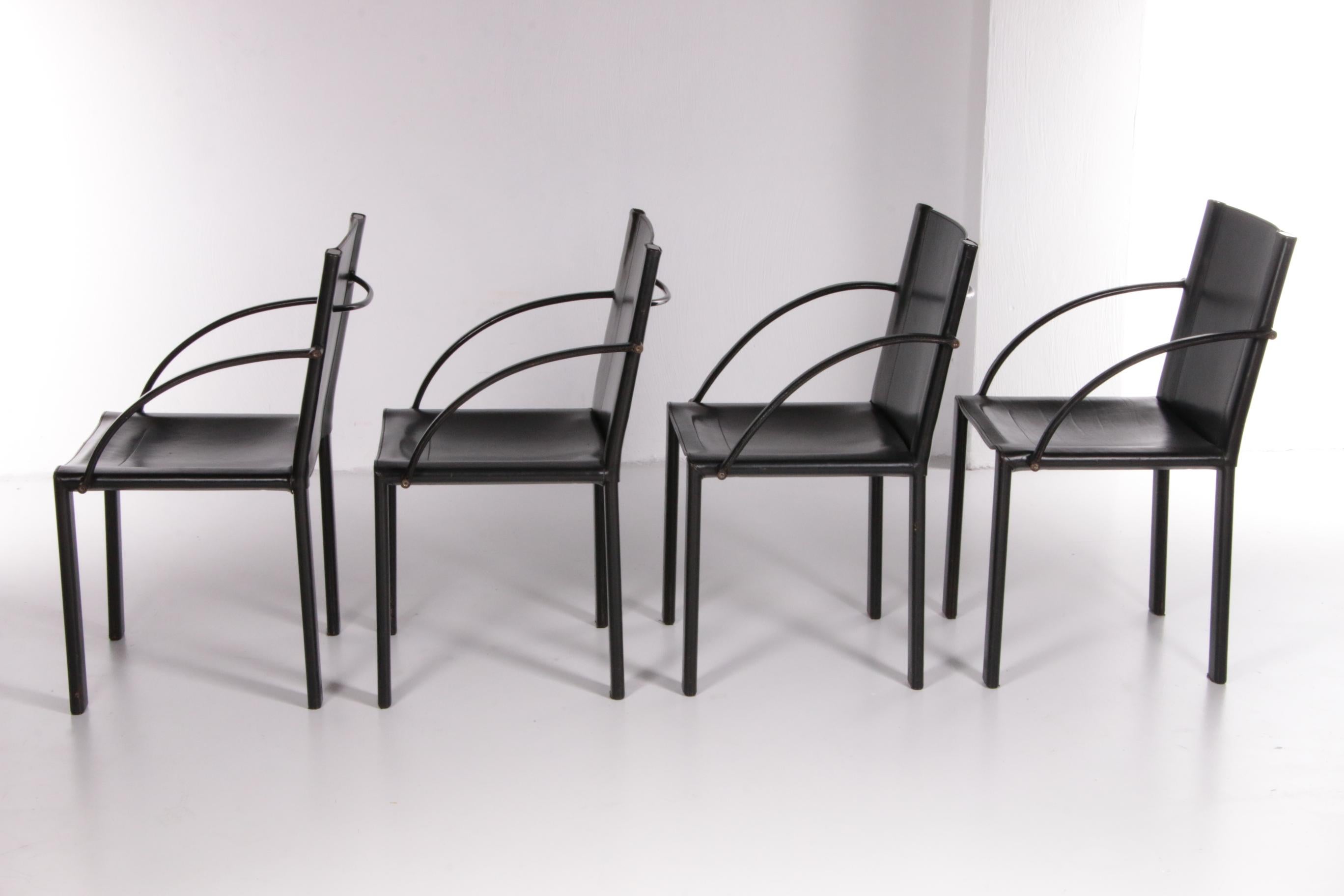 Modern Set of 4 Coral Dining Room Chairs by Carlo Bartoli for Matteo Grassi, 1980s