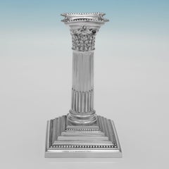 Set of 4 Corinthian Column Sterling Silver Candlesticks made by Garrard & Co.