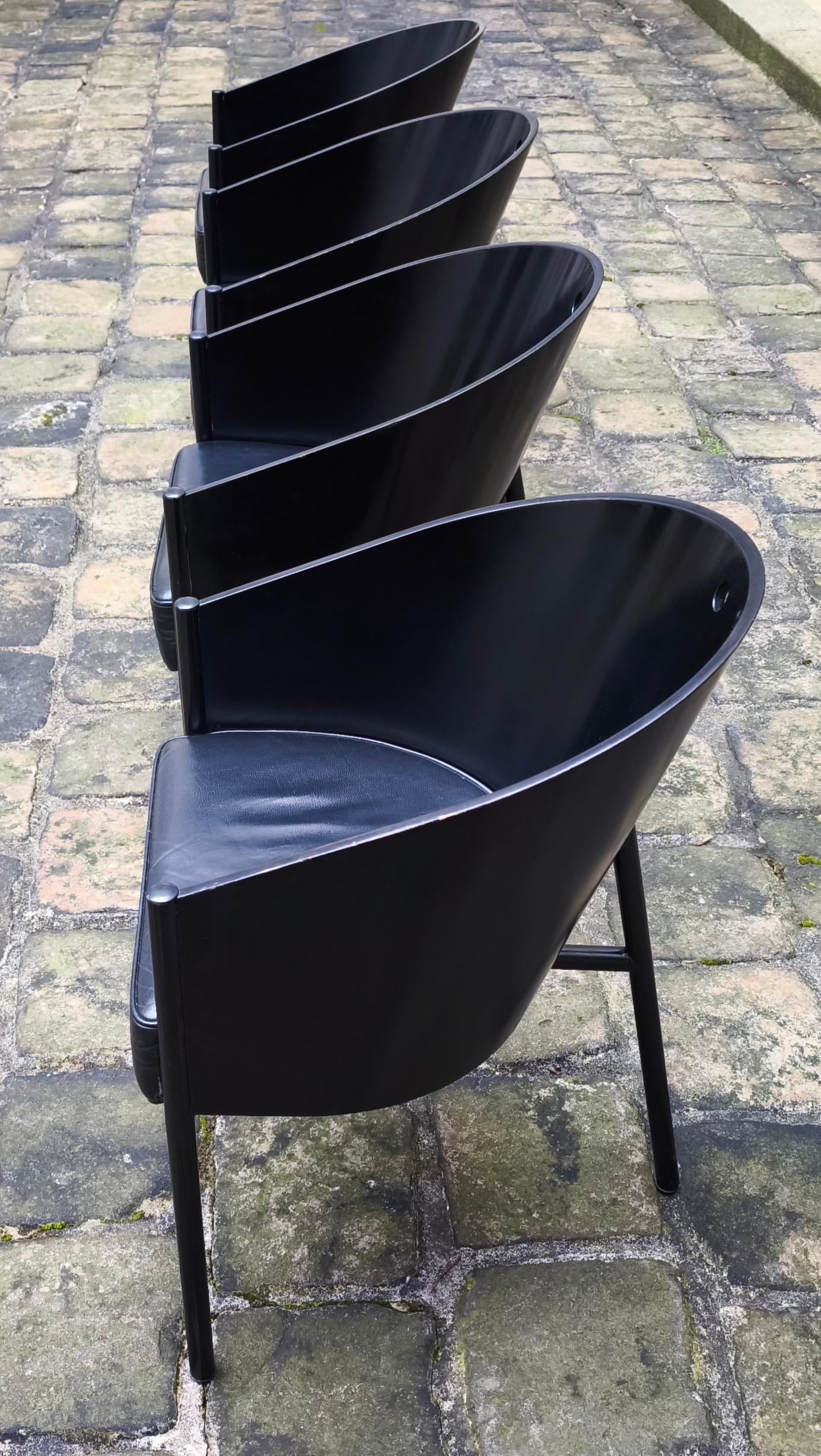 Acciaio Set di 4 sedie Costes Philippe Starck, Driade, Aleph, anni '80, Francia, 1982 in vendita