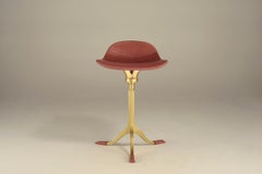 Set of 4 Counter-Height Swivel Stools, Leather, Brass by P. Tendercool