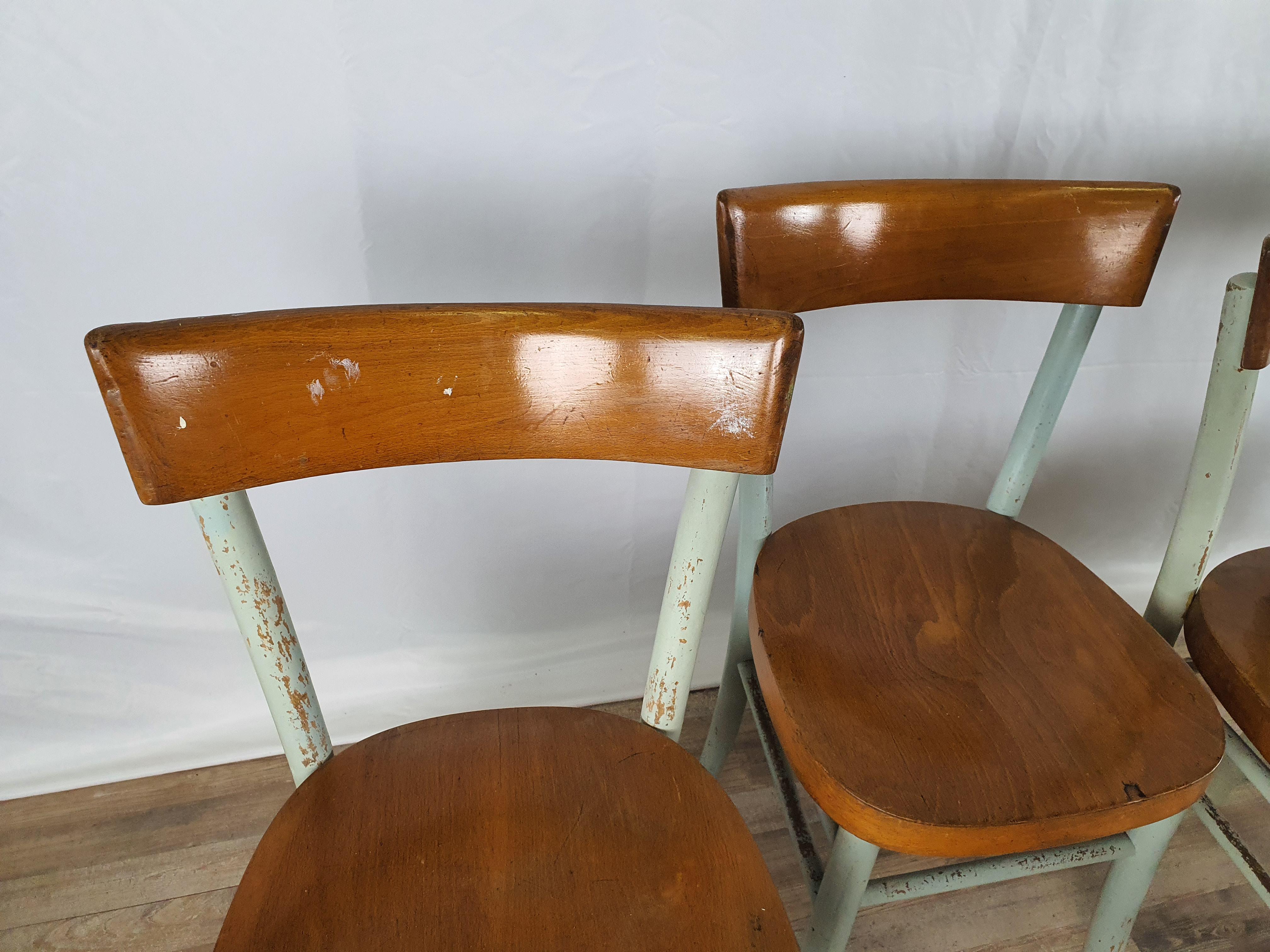 Mid-20th Century Set of 4 Country Chic Bistro Chairs