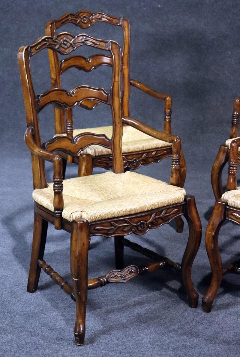 Set of 4 Country French Style Ladderback Armchairs In Good Condition In Swedesboro, NJ