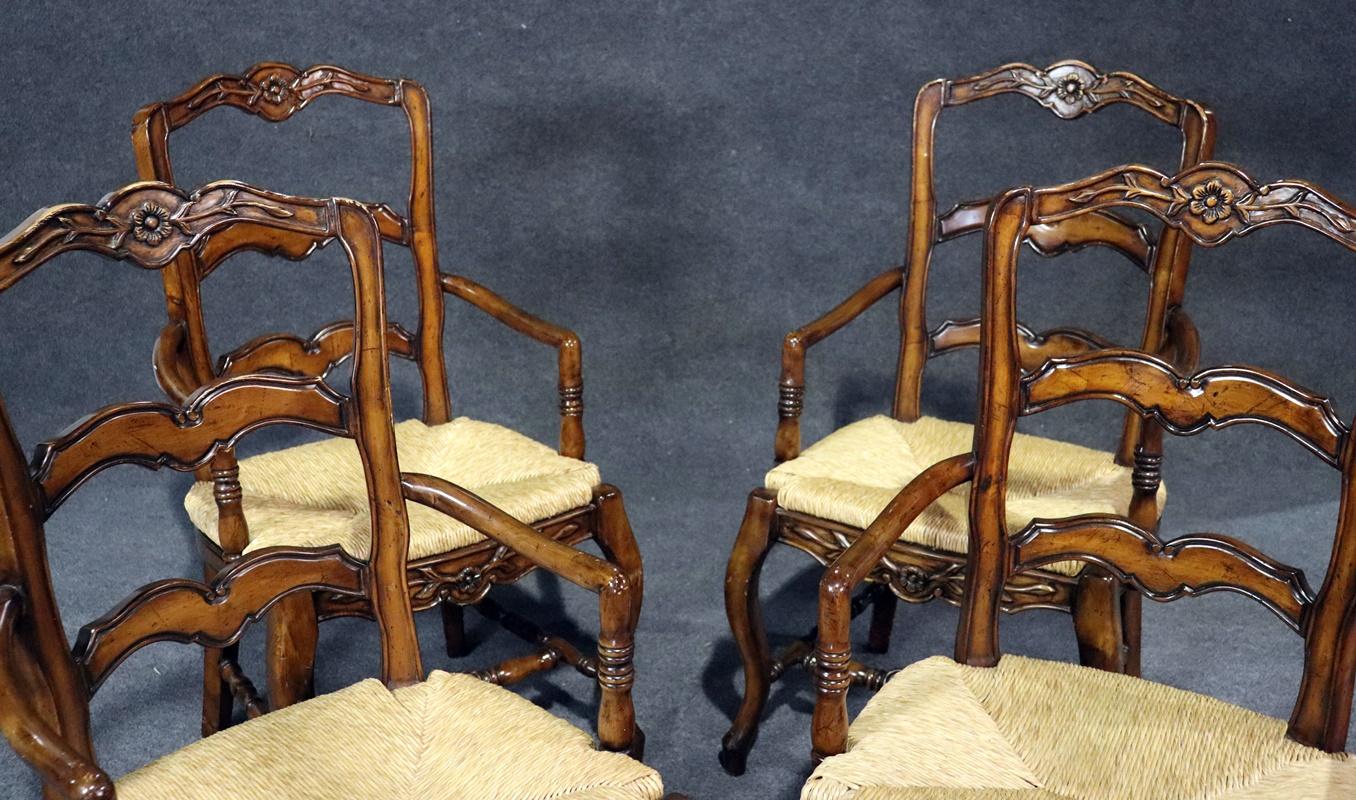Rush Set of 4 Country French Style Ladderback Armchairs