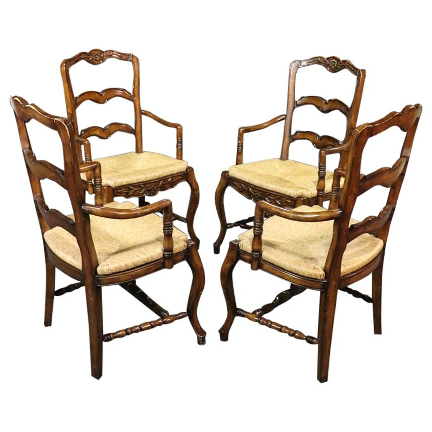 Set of 4 Country French Style Ladderback Armchairs