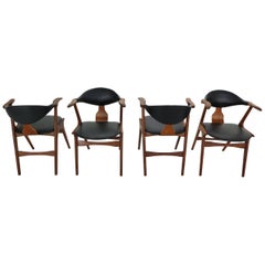 Set of 4 Cow Horn Chairs by Louis Van Teeffelen for Awa, 1960s