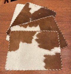 Set of 4 Cowboy Cowhide Placemats Mid Century
