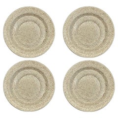 Vintage Set of 4 Cream Homer Laughlin Speckled Salad Plates Classic American Stoneware