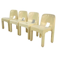 Set of 4 Cream Universale Chairs by Joe Colombo for Kartell, 1970s