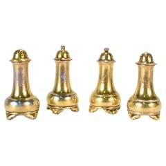 Used Set of 4 Crested Tiffany & Co Gilt Sterling Silver Salt & Pepper Shakers