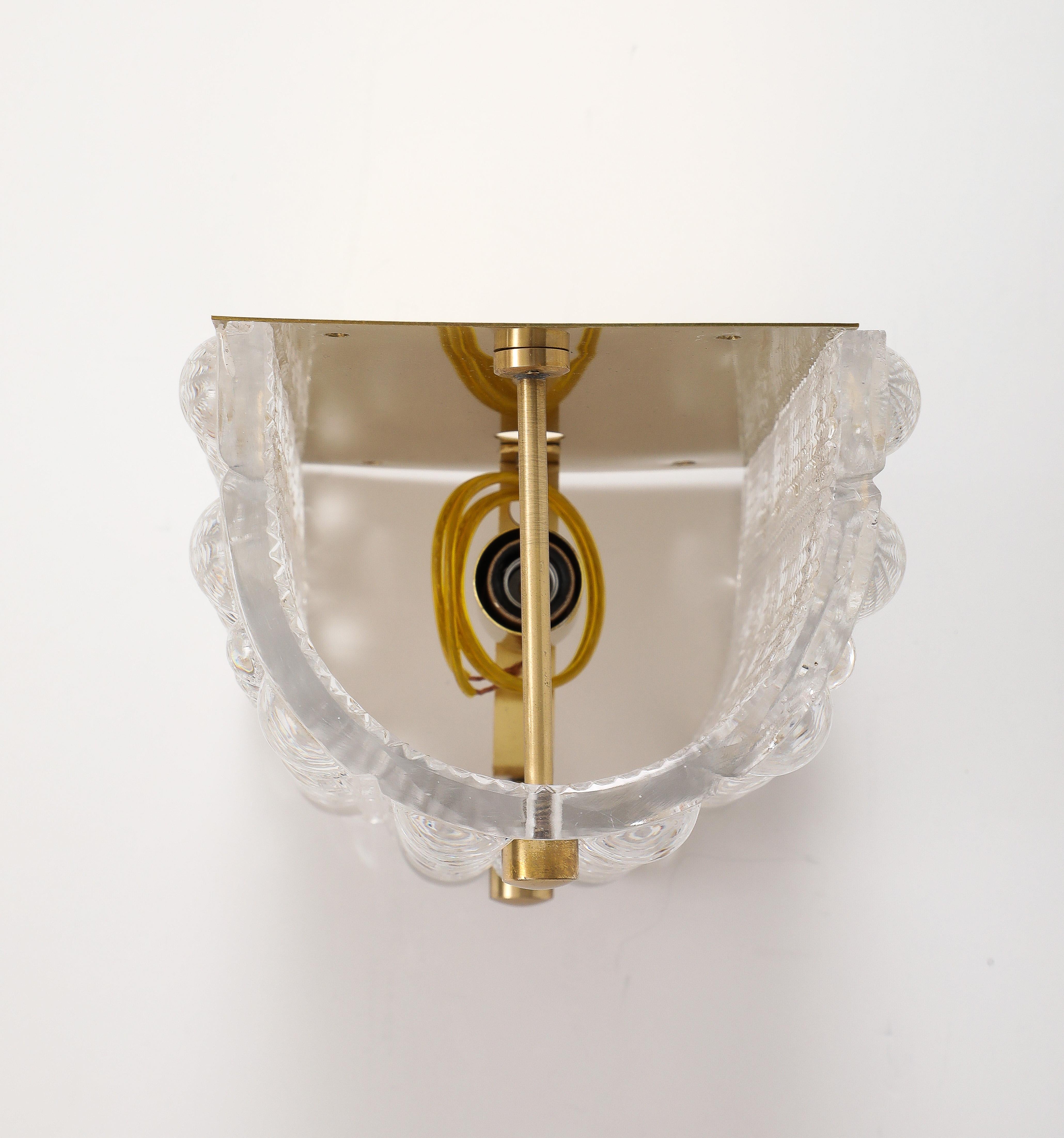 Set of 4 Crystal and Brass Sconces Designed by Carl Fagerlund for Orrefors For Sale 5