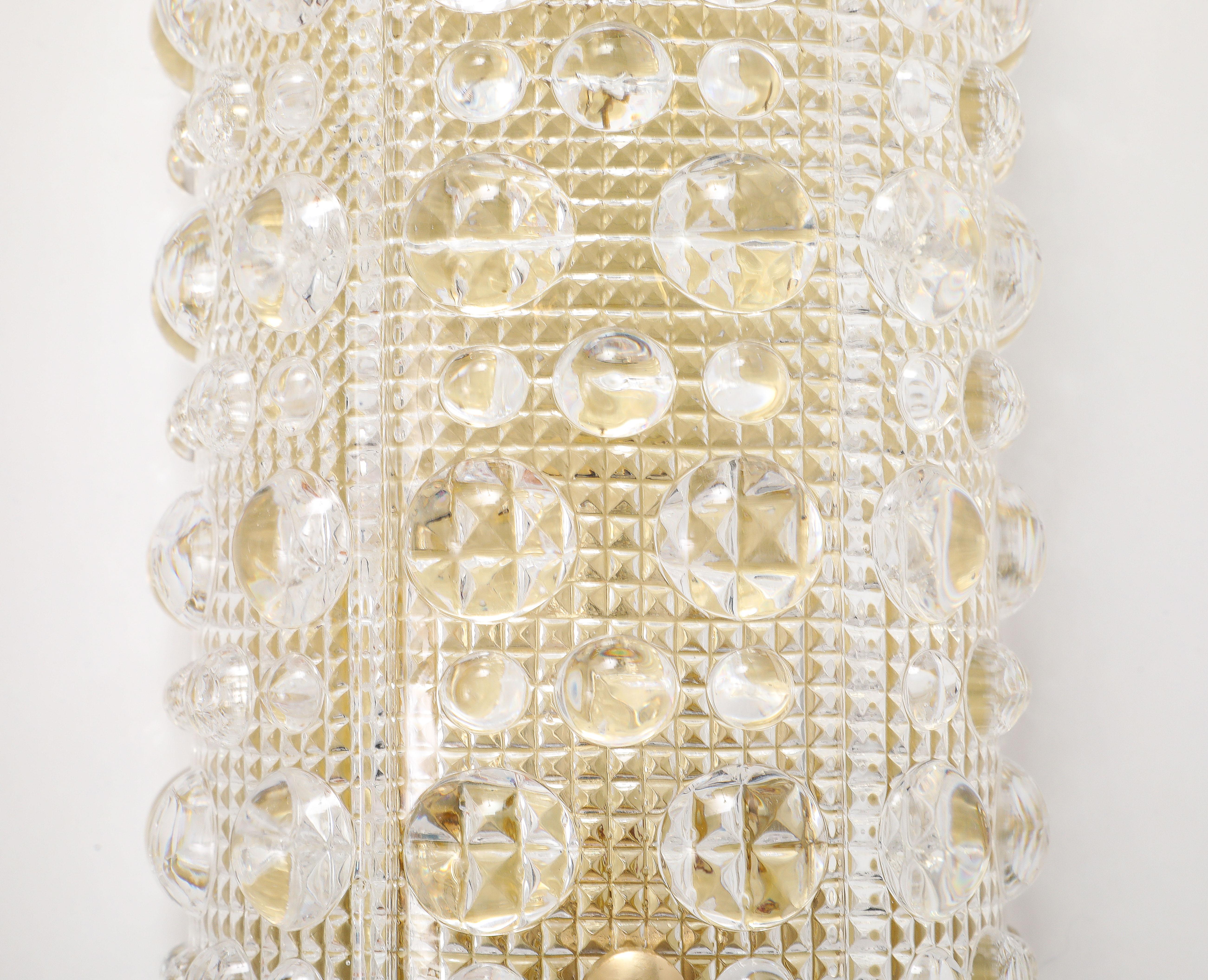 Set of 4 Crystal and Brass Sconces Designed by Carl Fagerlund for Orrefors For Sale 3