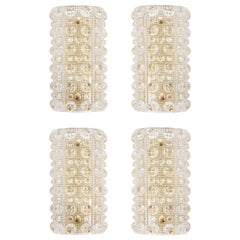 Set of 4 Crystal and Brass Sconces Designed by Carl Fagerlund for Orrefors