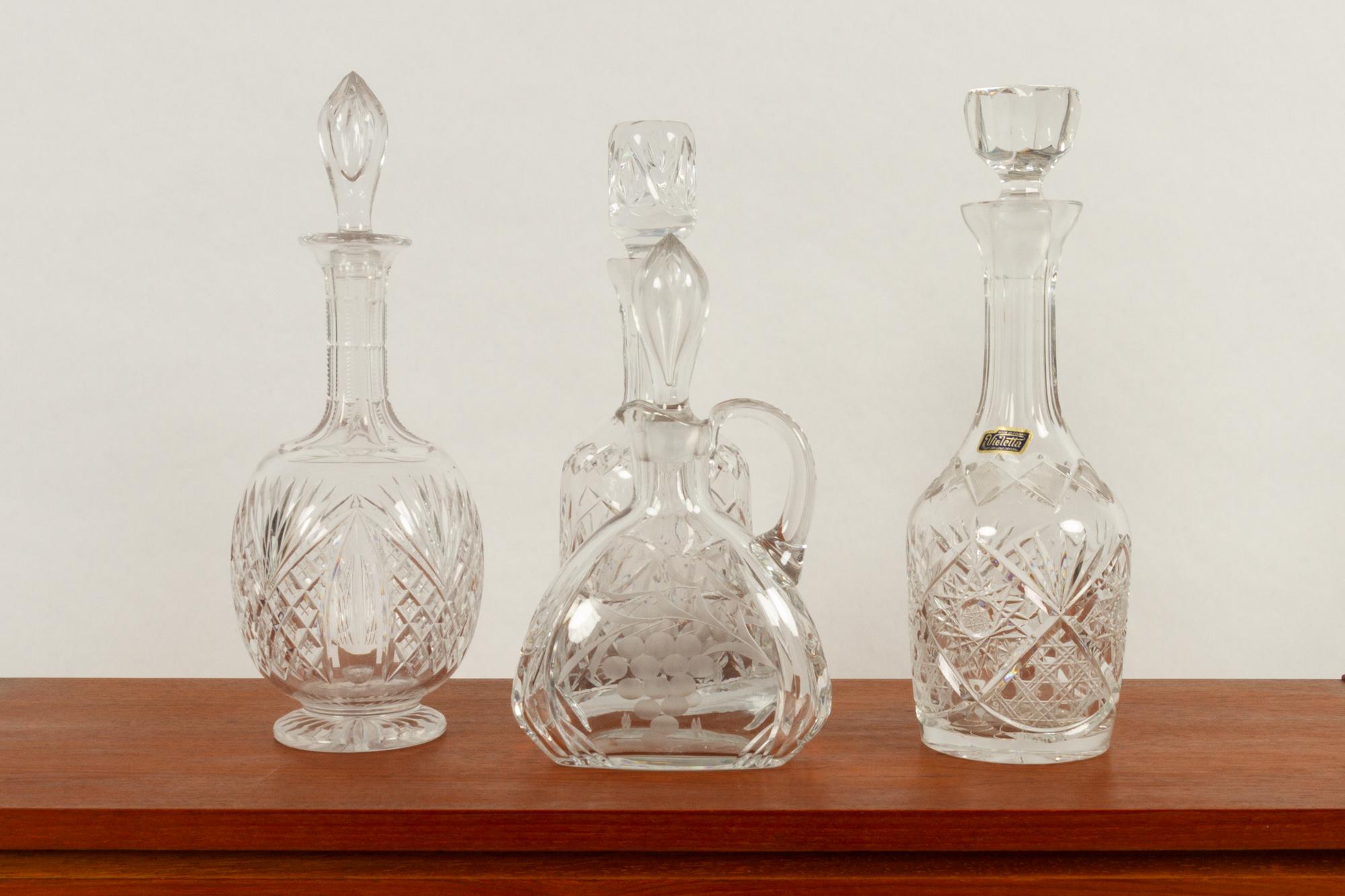 Bohemian Set of 4 Crystal Decanters, Mid-20th Century