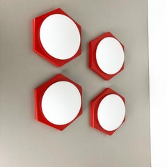 Ensemble de 4 appliques murales cubiques de Rolf Krüger, Heinz Neuhaus Leuchten, Allemagne, 1971