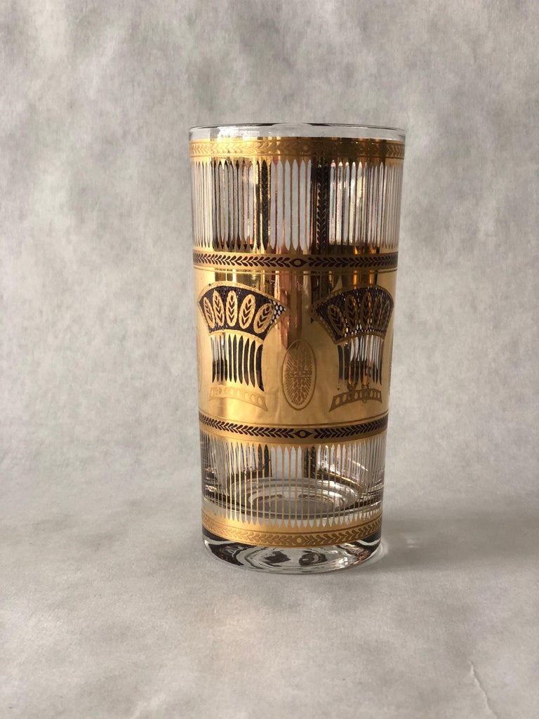Vintage Water Glasses, 1960's Tall Glass Tumblers With Wheat