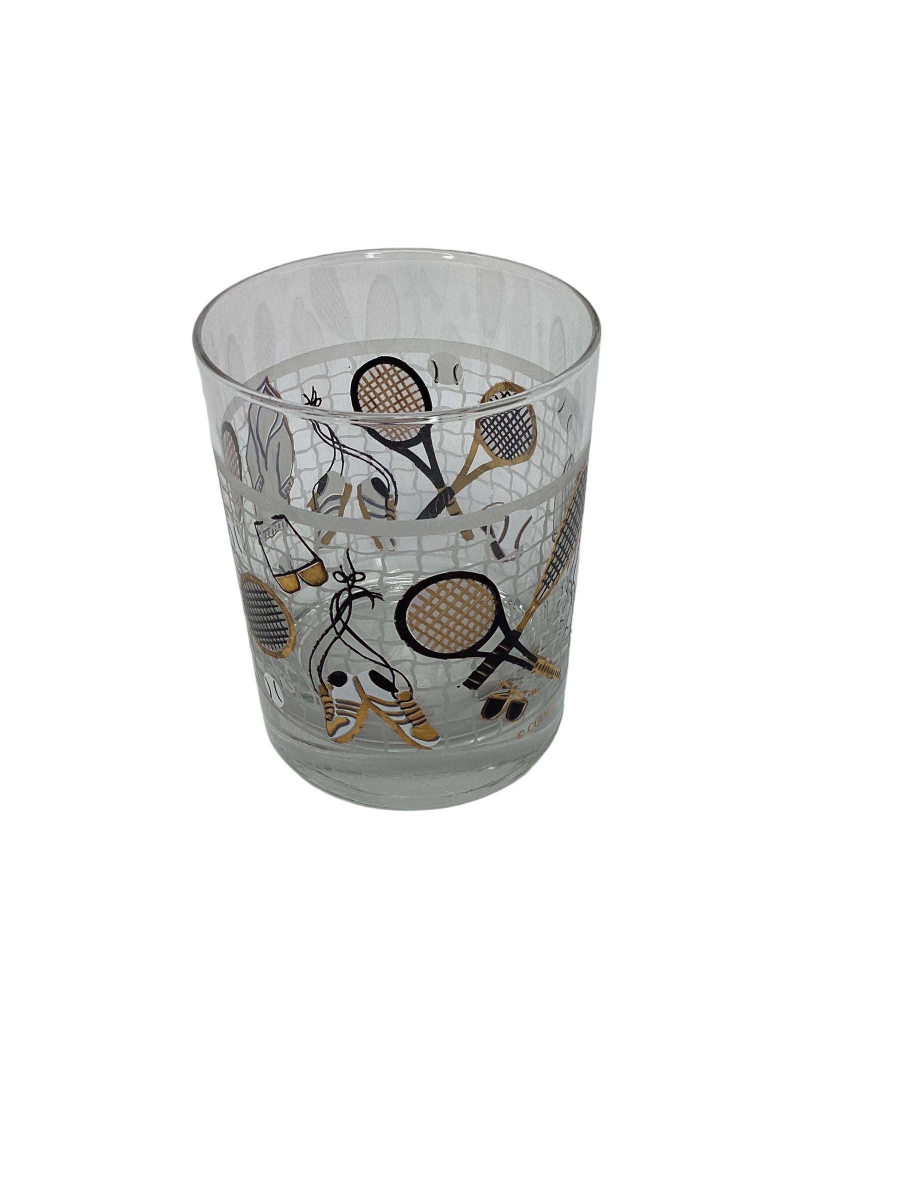 Mid-Century Modern Set of 4 Culver Tennis Rocks Glasses  For Sale