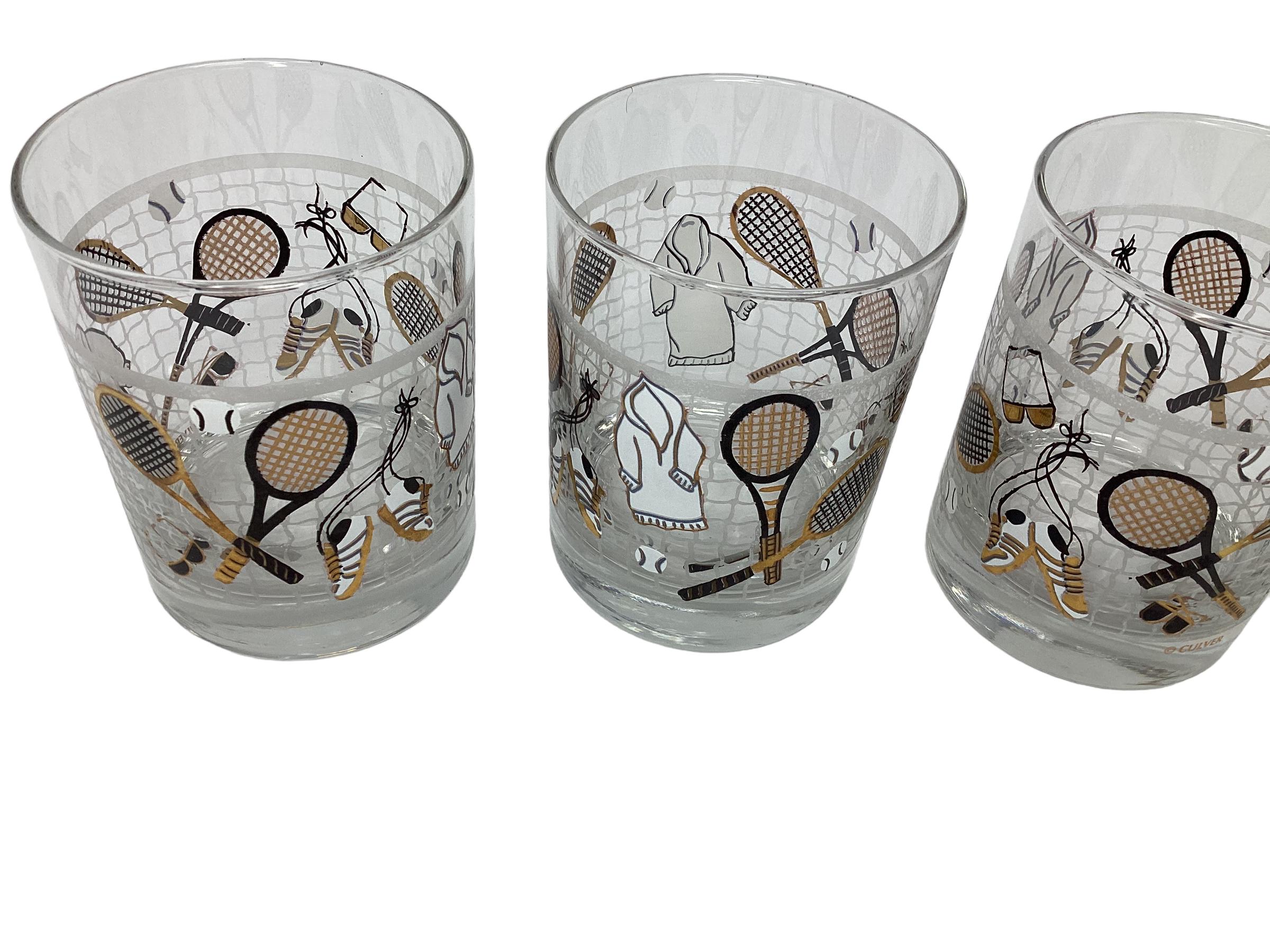 Set of 4 Culver Tennis Rocks Glasses  For Sale 2