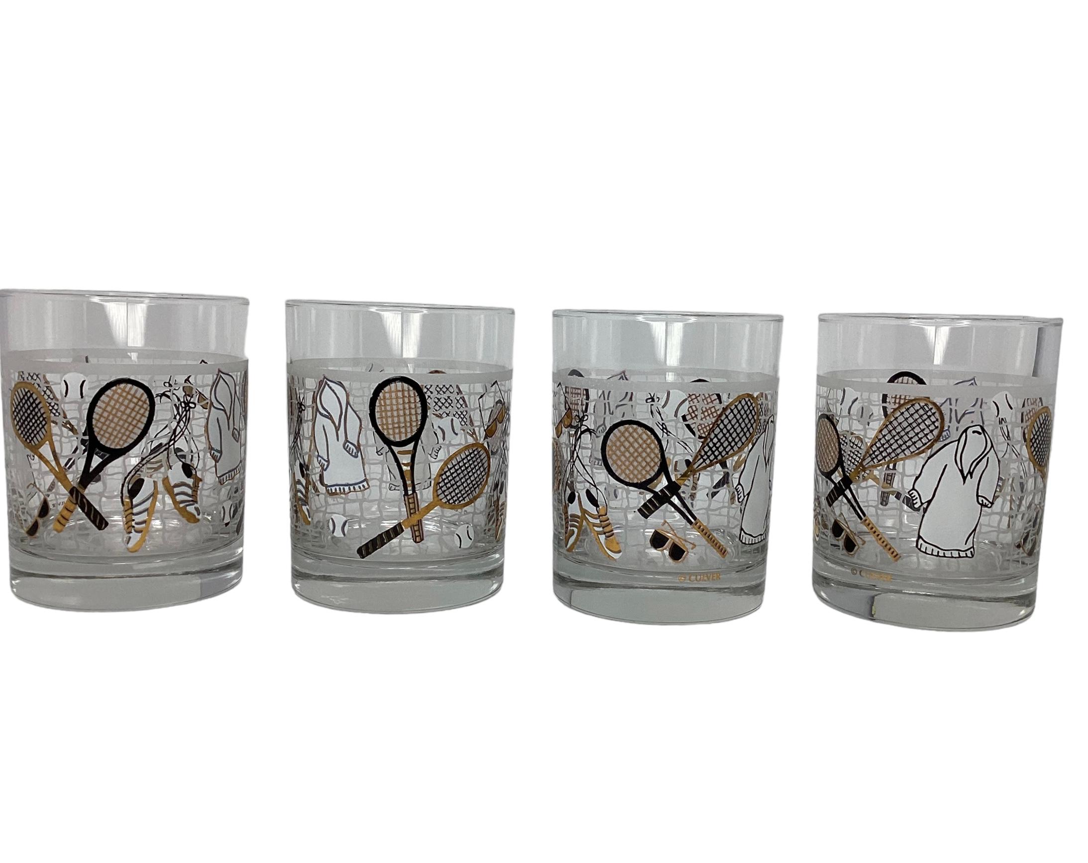 Set of 4 Culver Tennis Rocks Glasses  For Sale 3