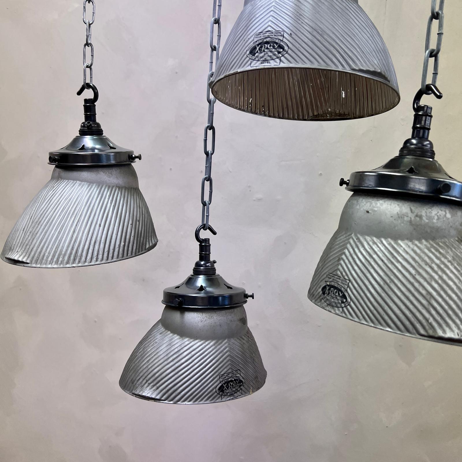 Belgian Set of 4 Curtis Mercury Glass Pendant Lights circa 1930