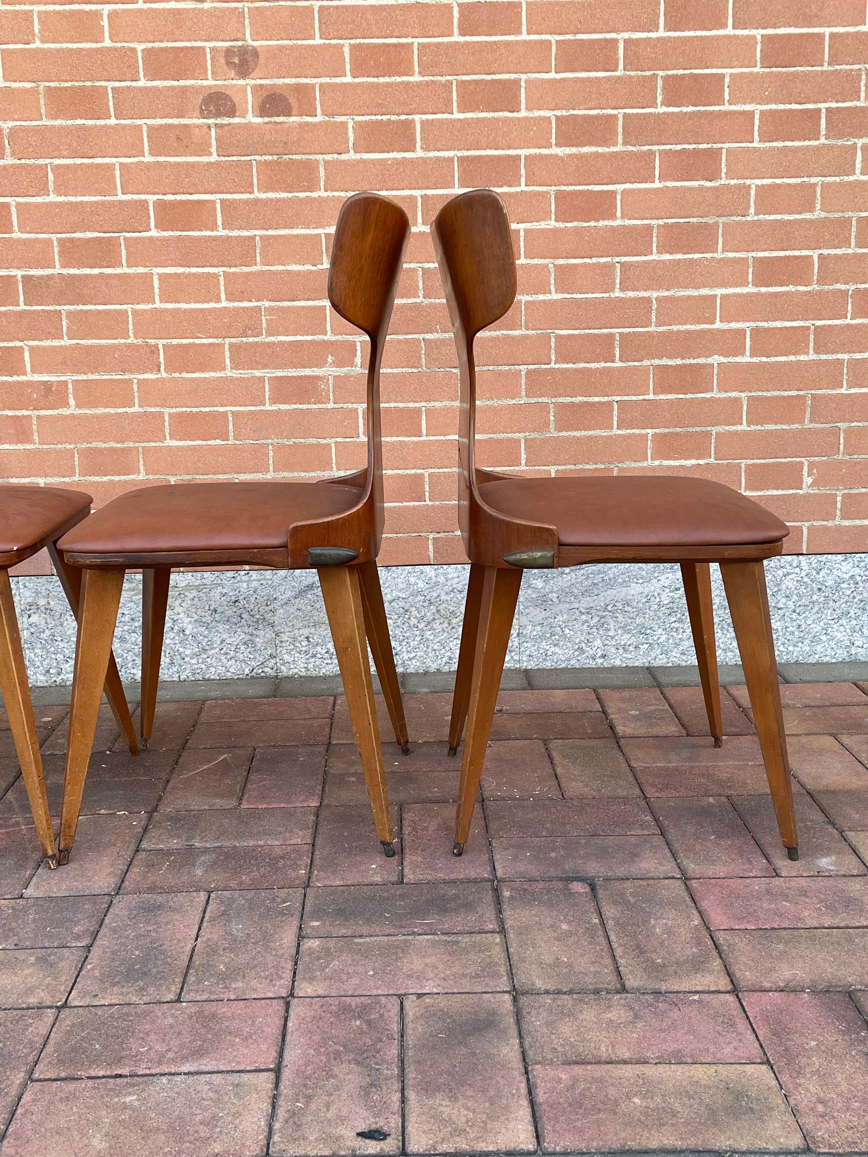 Set of 4 curved chairs by Carlo Ratti, 50s, Italy 4