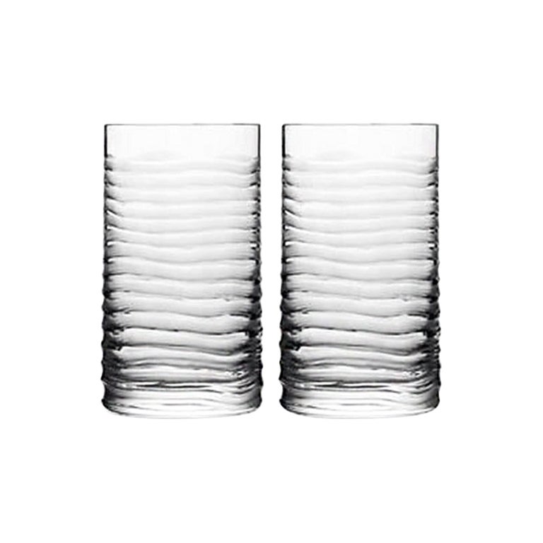 Juego de 4 Copas de Cristal Tallado Bola Alta Artículos de Bar Trago Largo Hechos a Mano en Italia Italiano en venta
