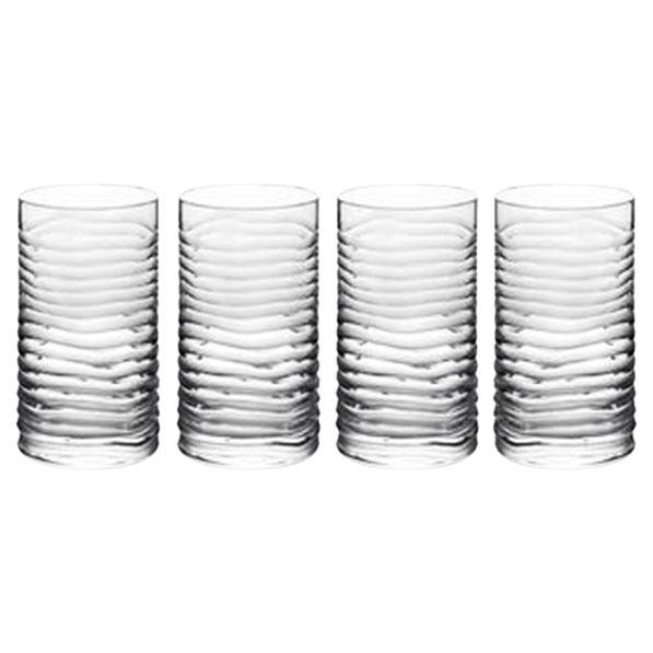 Juego de 4 Copas de Cristal Tallado Bola Alta Artículos de Bar Trago Largo Hechos a Mano en Italia