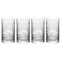 Juego de 4 Copas de Cristal Tallado Bola Alta Artículos de Bar Trago Largo Hechos a Mano en Italia