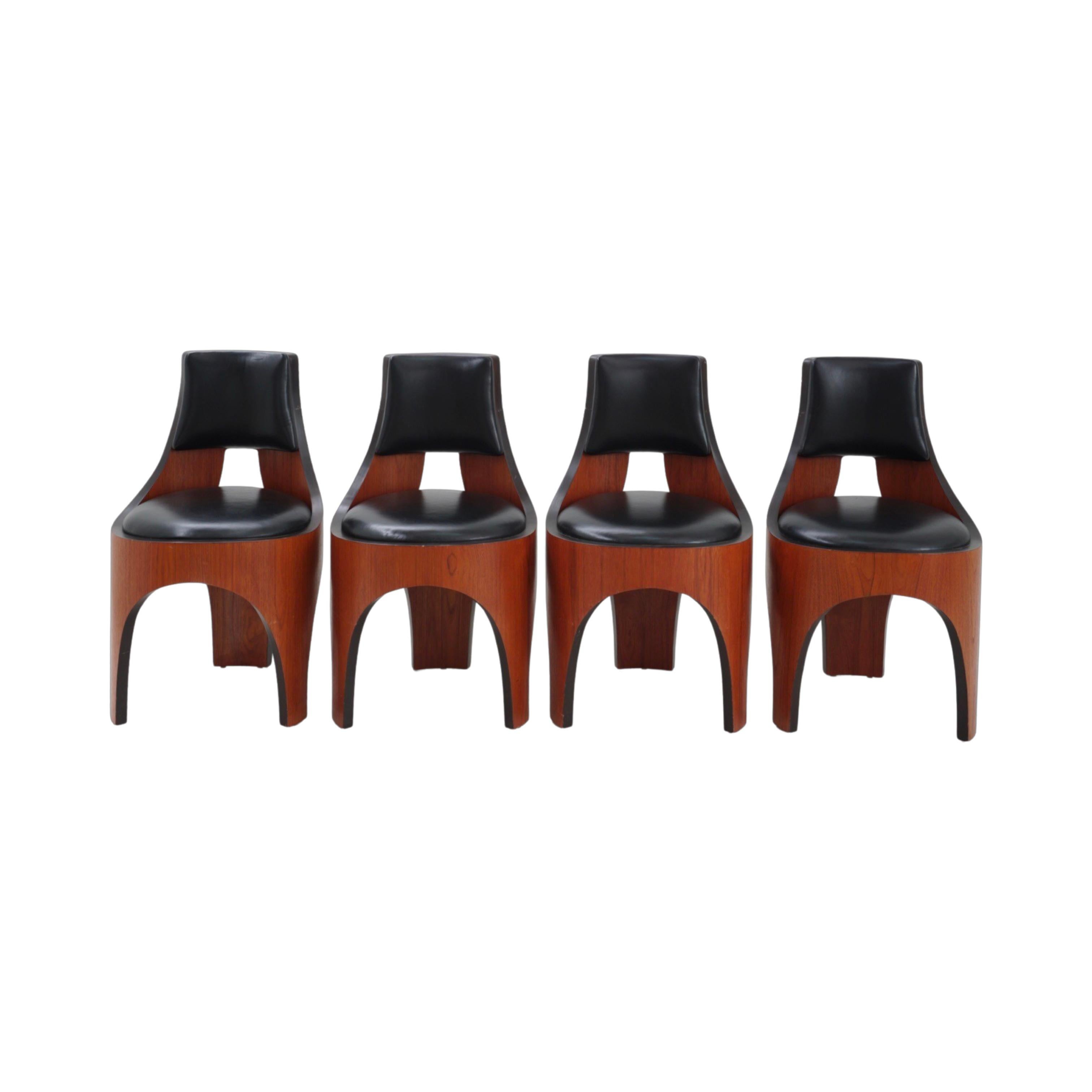 Faux Leather Set of 4 Cylindra Chairs by Henry P. Glass, 1966 For Sale
