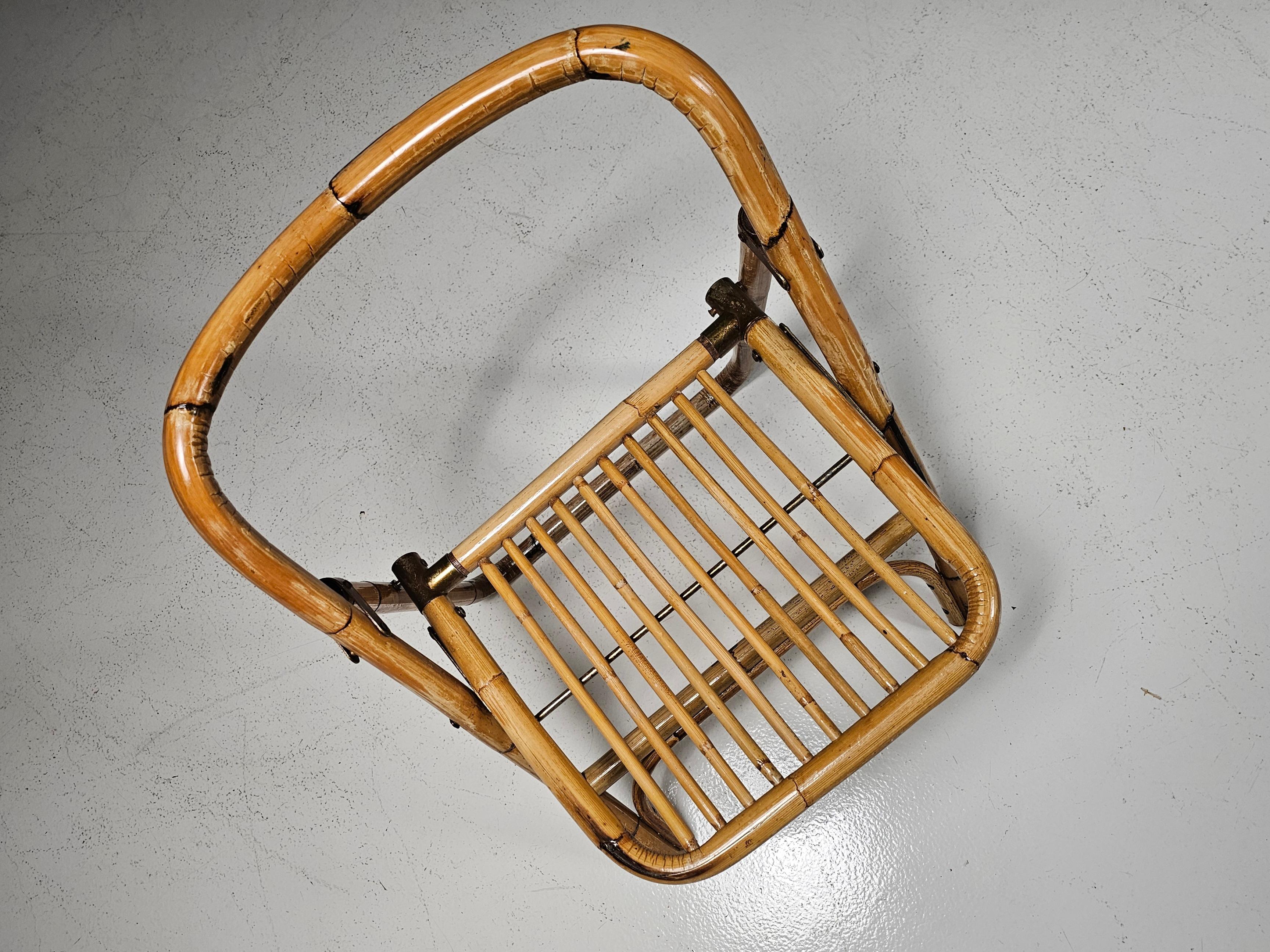 Ensemble de 4 chaises pliantes en bambou Dal Vera, détails en laiton, Italie, années 1960 en vente 6