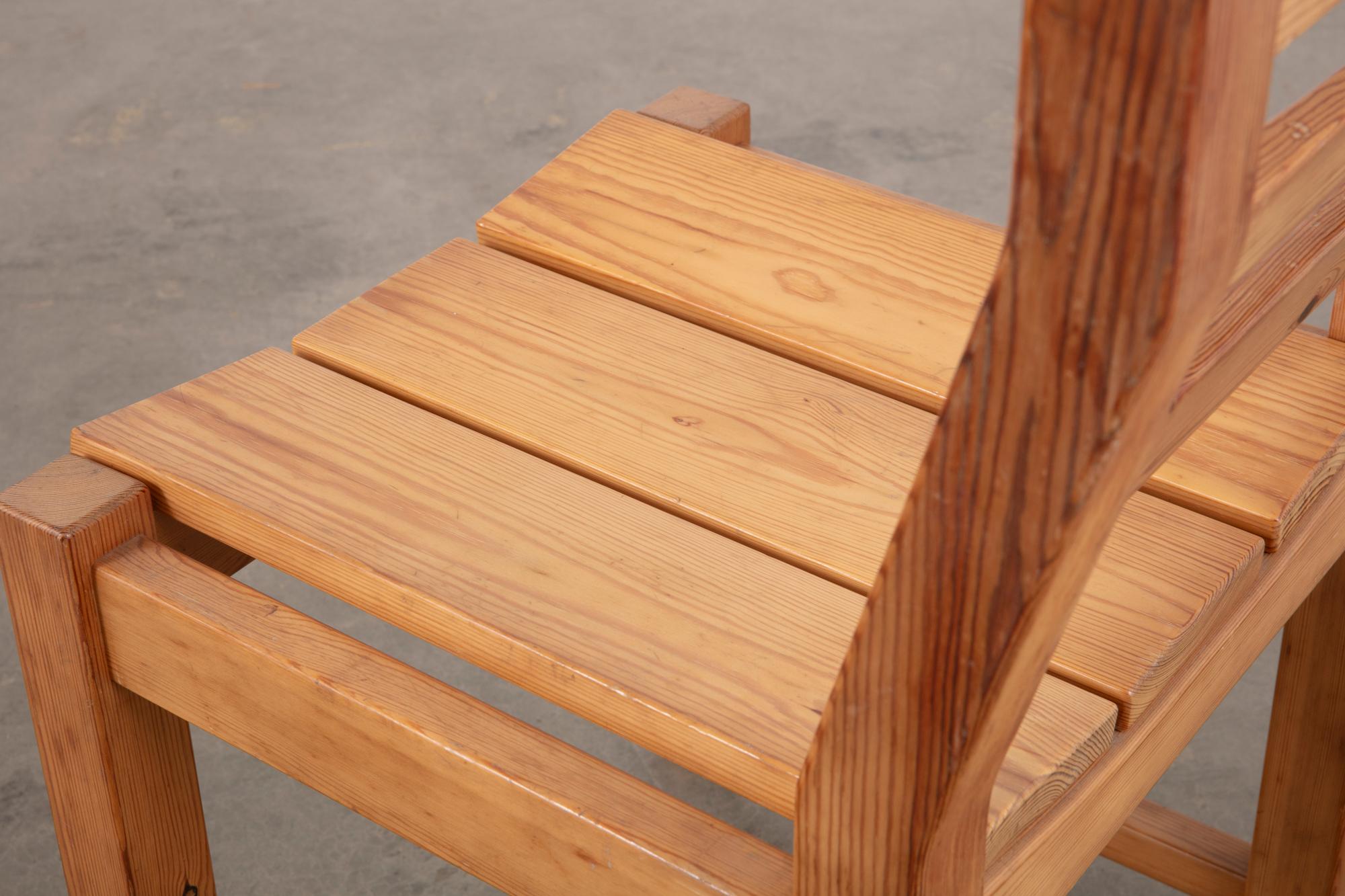 Set of 4 Danish Brutalist Pine Dining Chairs en vente 8