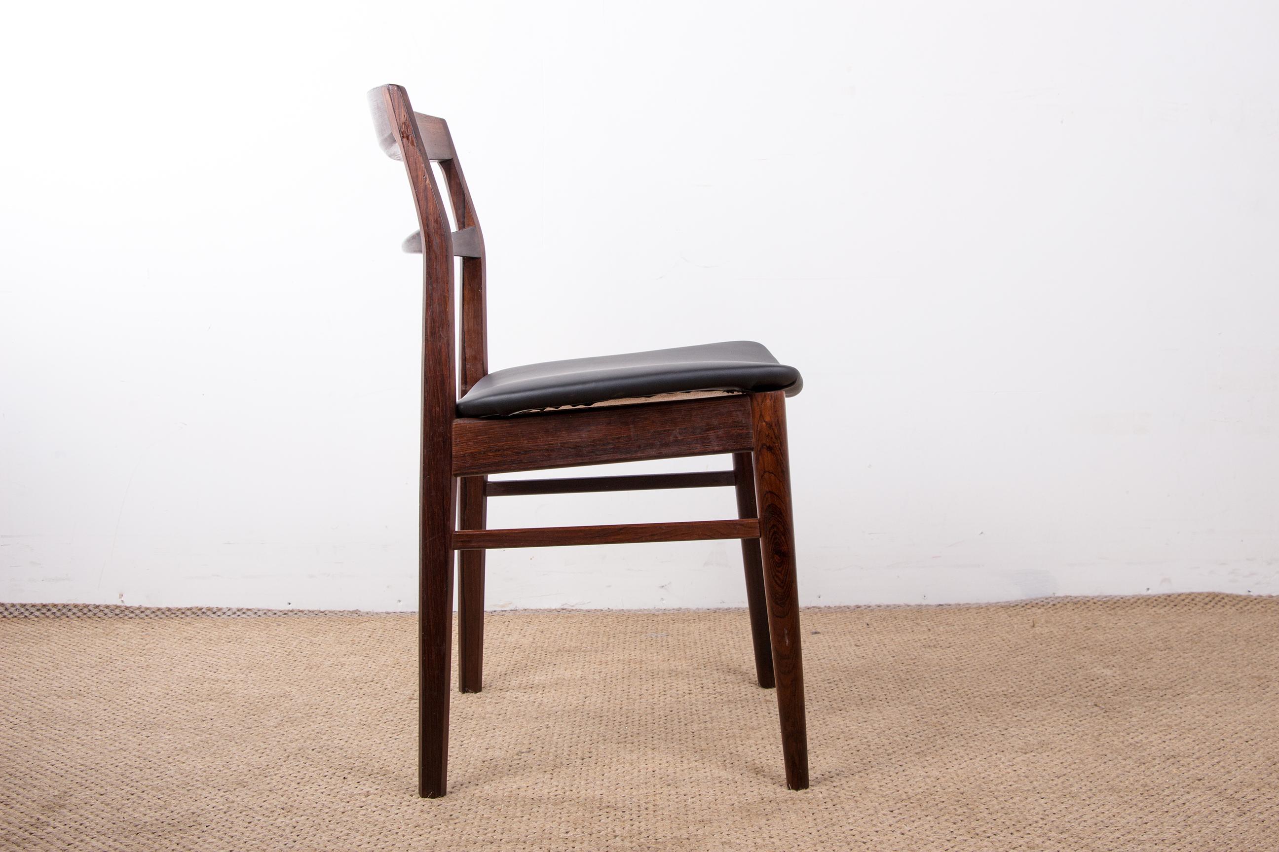 Ensemble de 4 chaises danoises Skai en bois de rose et neuves par Henning Kjaernulf pour Vejl en vente 3