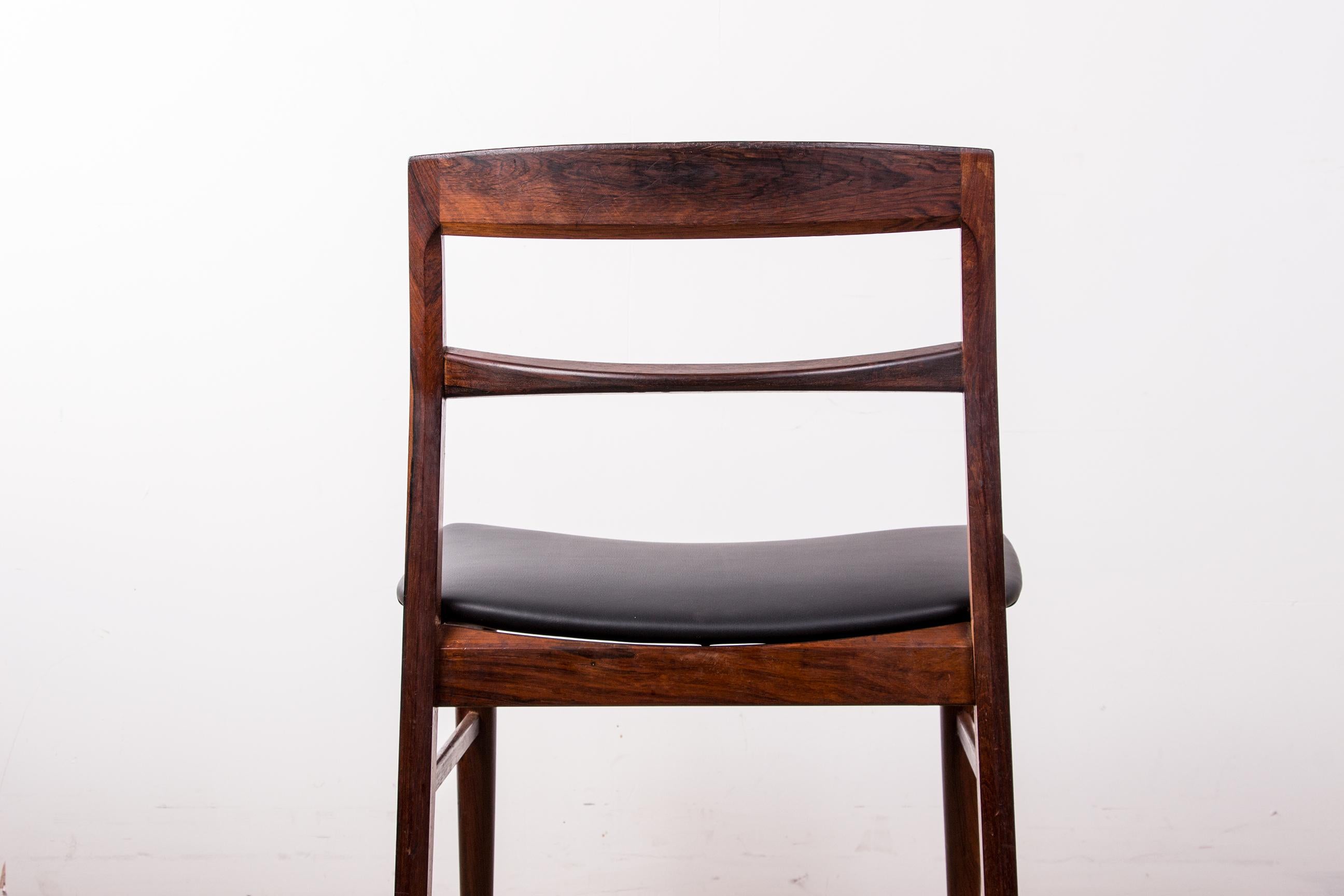 Ensemble de 4 chaises danoises Skai en bois de rose et neuves par Henning Kjaernulf pour Vejl en vente 8