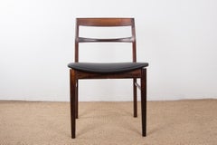 Set of 4 Danish chairs in Rosewood and Skai new by Henning Kjaernulf for Vejl