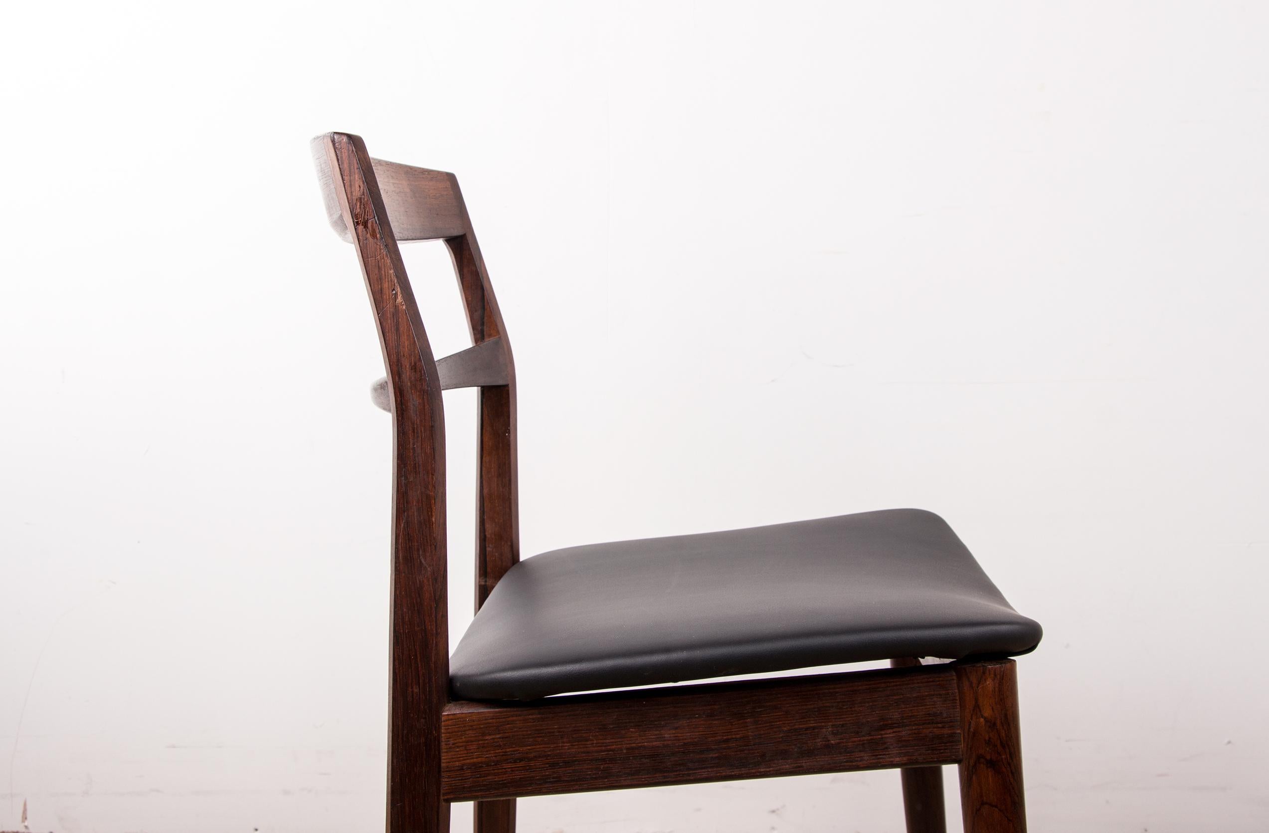 Ensemble de 4 chaises danoises Skai en bois de rose et neuves par Henning Kjaernulf pour Vejl en vente 2
