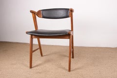 Set of 4 Danish Chairs in Teak and Skai, Henning Kjaernulf for Korup Stolefabrik