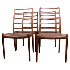 Set of 4 Danish Dining Chairs in Rosewood Model 82 by Niels Otto Moller
