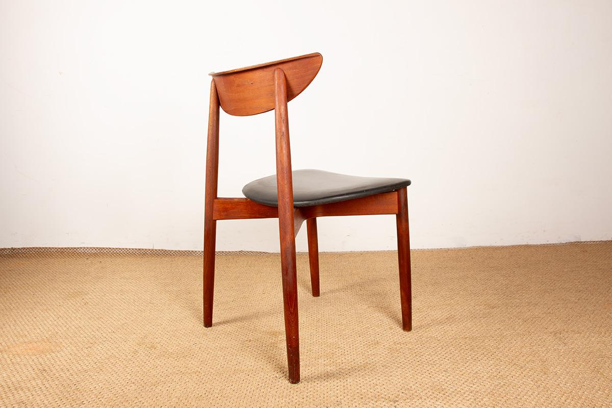 Set di 4 sedie da pranzo danesi in teak e Skai di Peter Hvidt e Orla Molgaard. in vendita 3