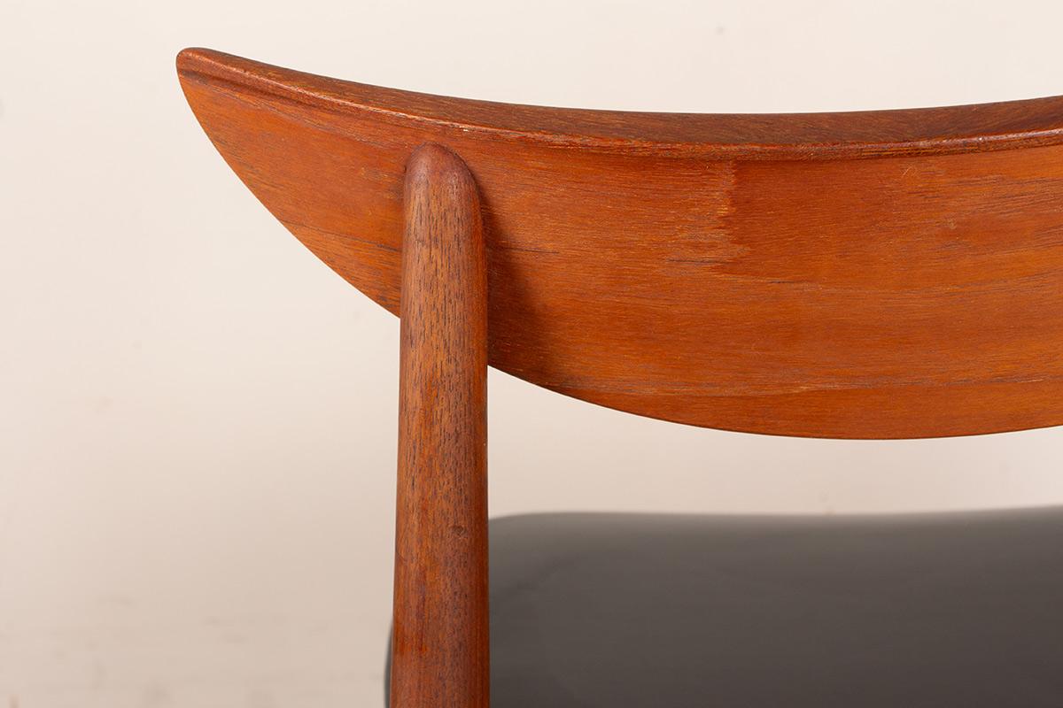 Set di 4 sedie da pranzo danesi in teak e Skai di Peter Hvidt e Orla Molgaard. in vendita 7