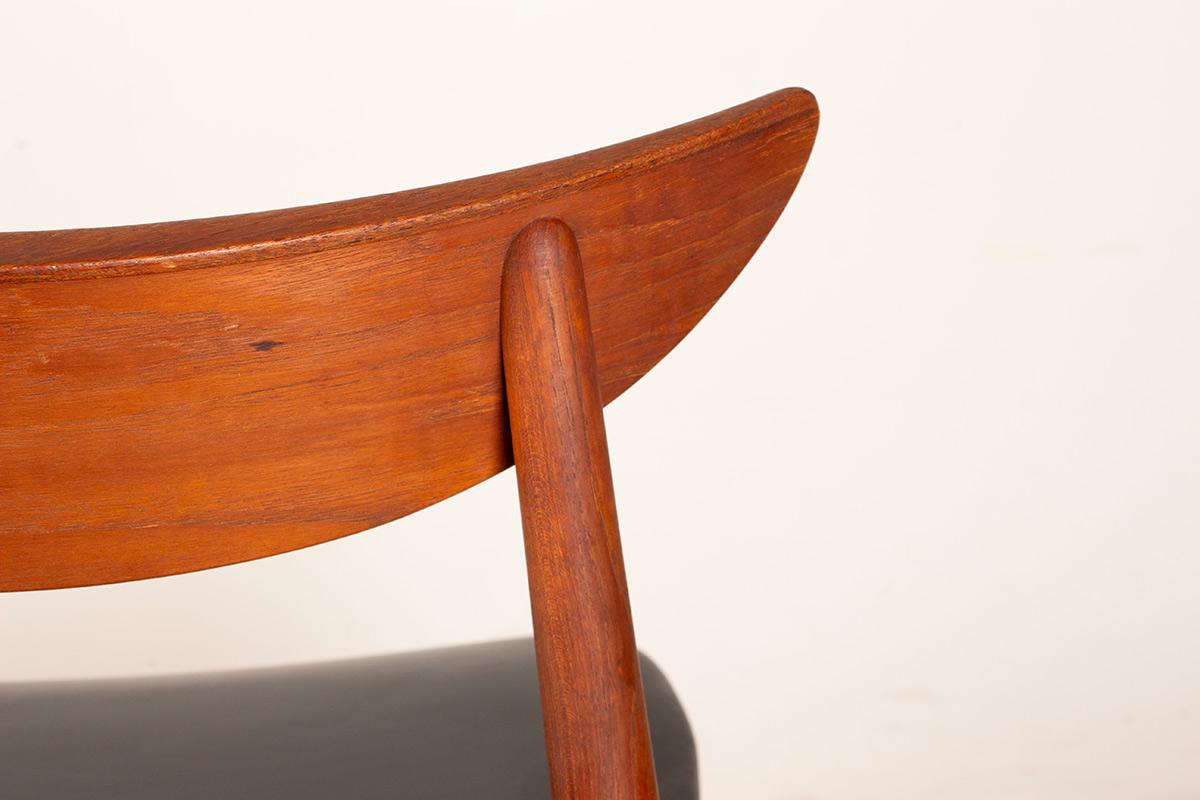 Set di 4 sedie da pranzo danesi in teak e Skai di Peter Hvidt e Orla Molgaard. in vendita 8