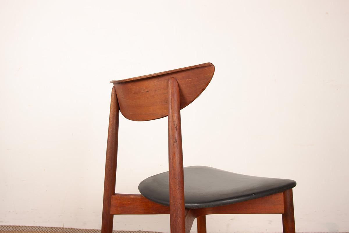 Set di 4 sedie da pranzo danesi in teak e Skai di Peter Hvidt e Orla Molgaard. in vendita 2