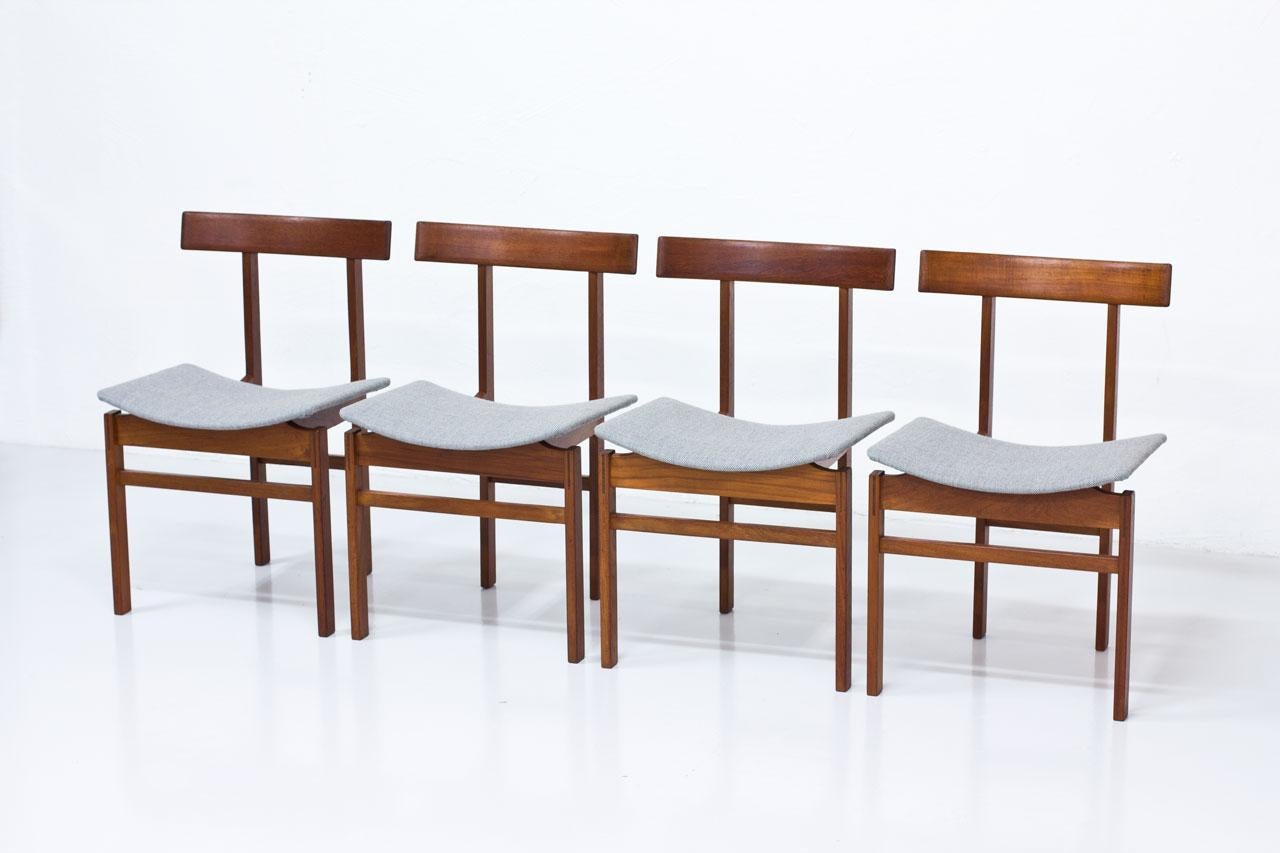 Set of 4 Danish Dining Chairs in Teak and Wool by Inger Klingenberg In Good Condition In Stockholm, SE