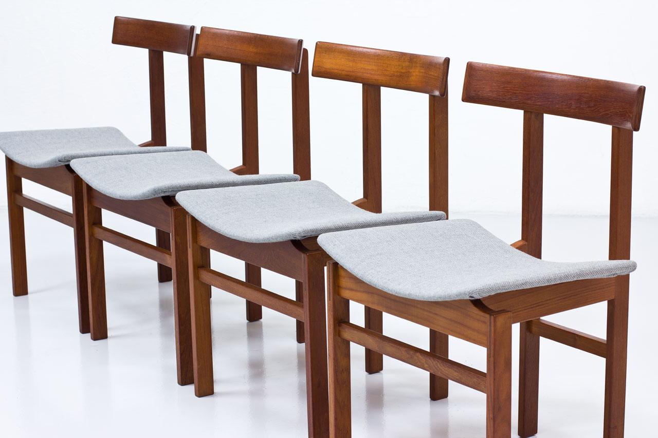 Set of 4 Danish Dining Chairs in Teak and Wool by Inger Klingenberg 1