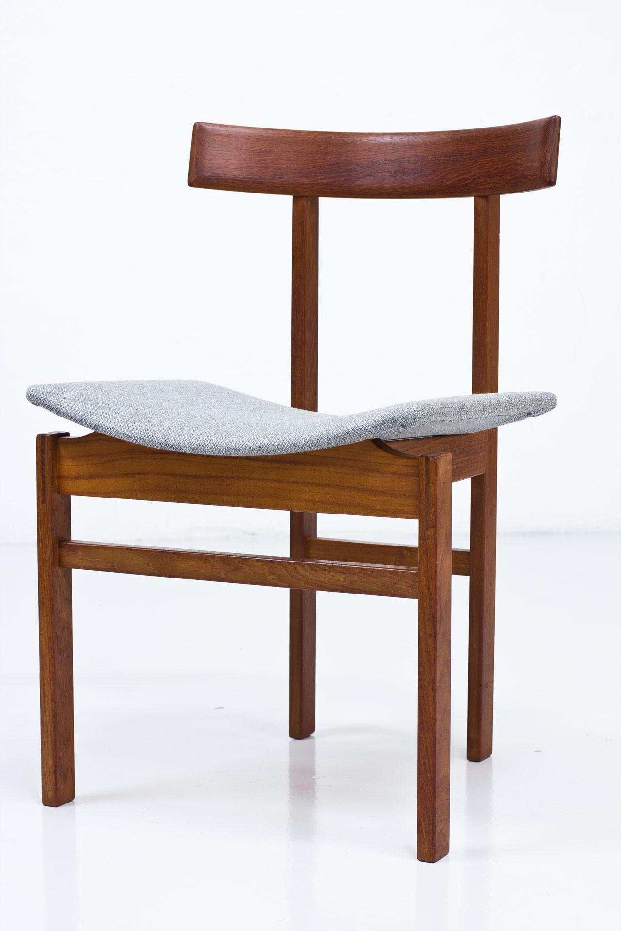 Set of 4 Danish Dining Chairs in Teak and Wool by Inger Klingenberg 2