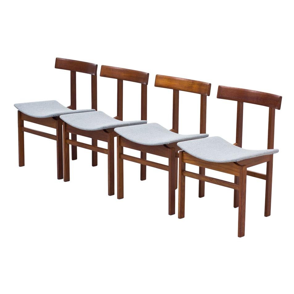 Set of 4 Danish Dining Chairs in Teak and Wool by Inger Klingenberg