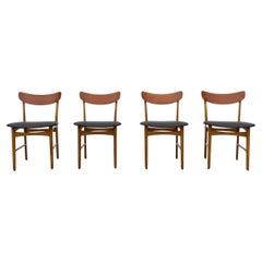Set of 4 Danish Dining Chairs with Skai Seats